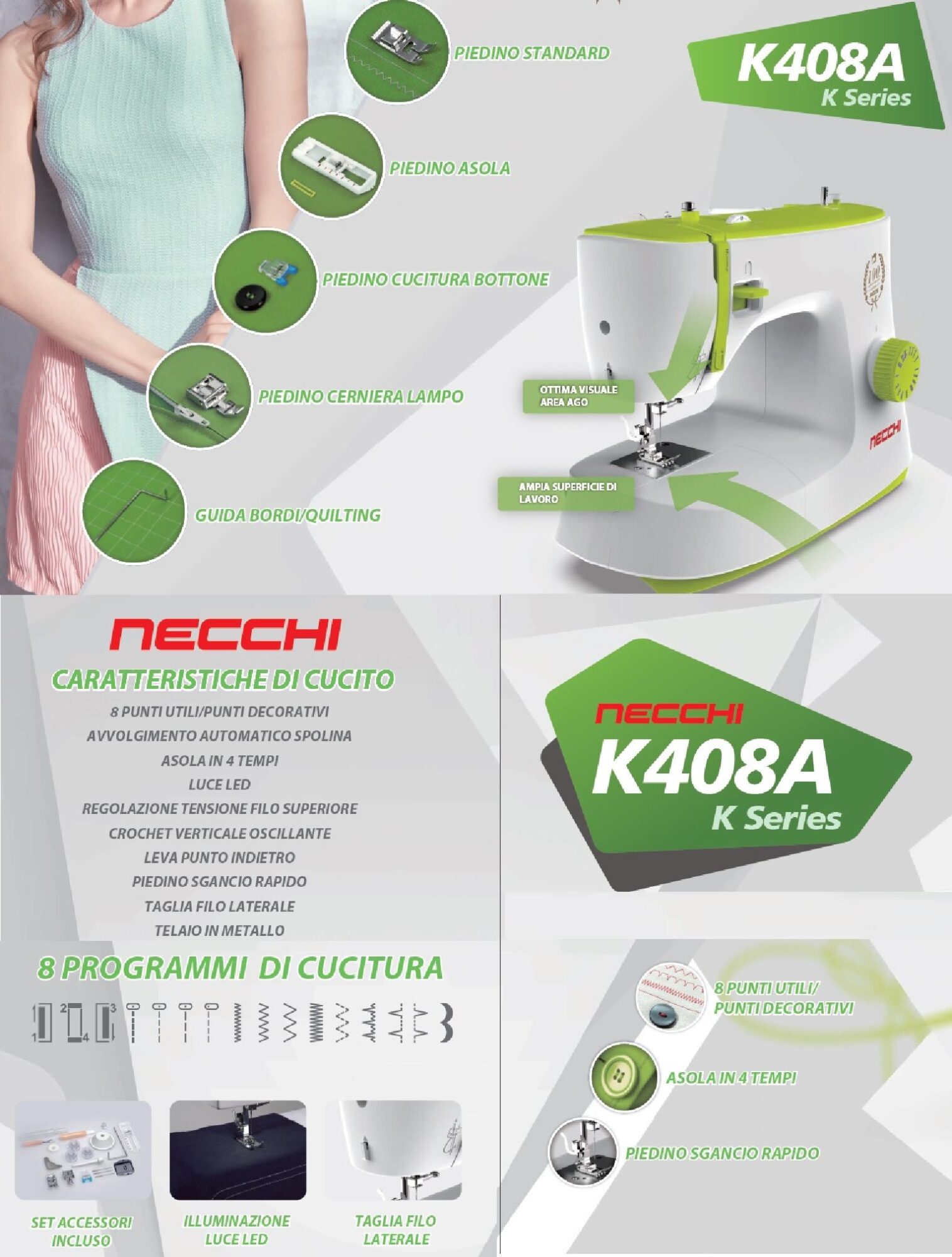 Macchina da cucire NECCHI K408A - Macchine per Cucire Store